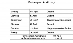 Probenplan April 2017